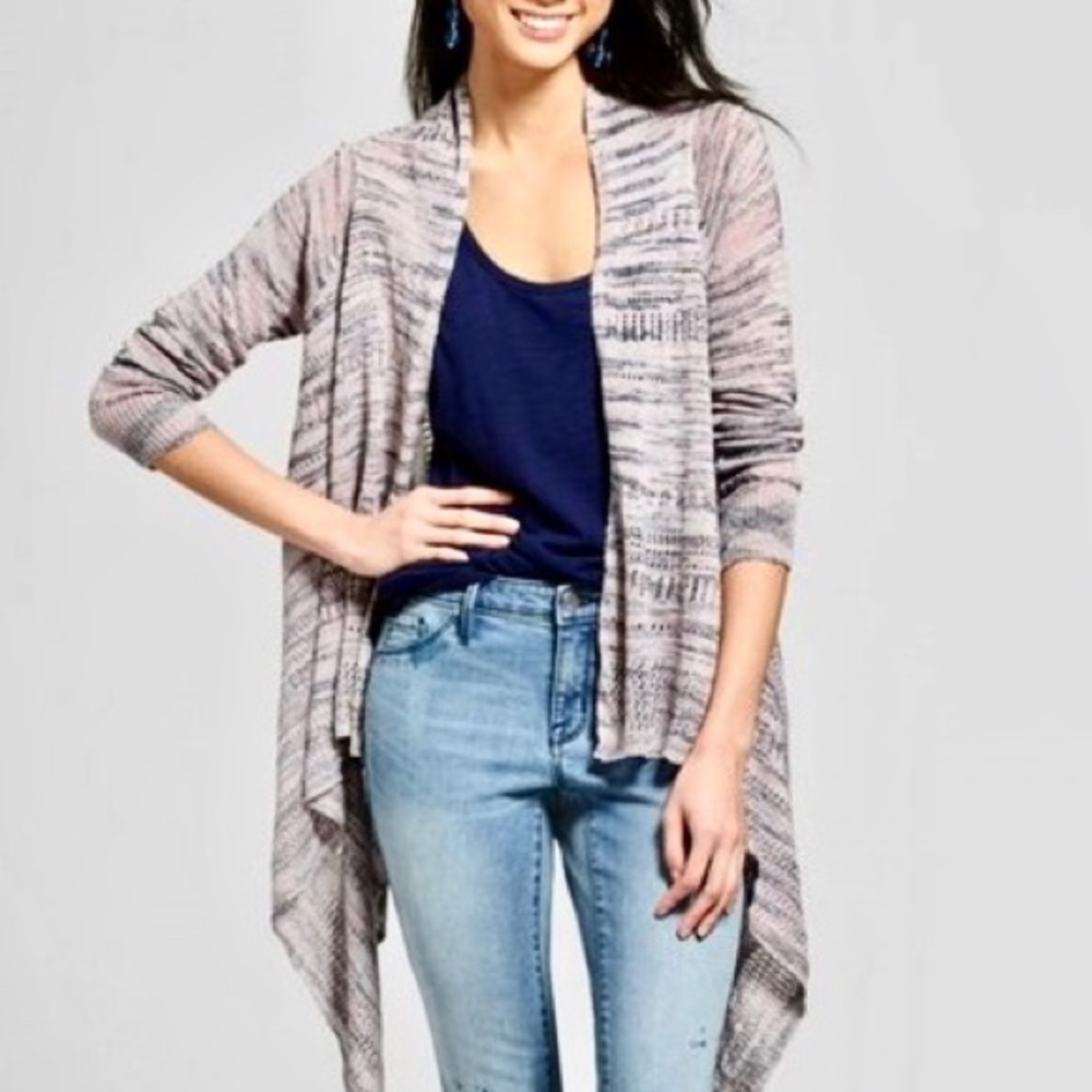Knox Rose asymmetric waterfall open front cardigan